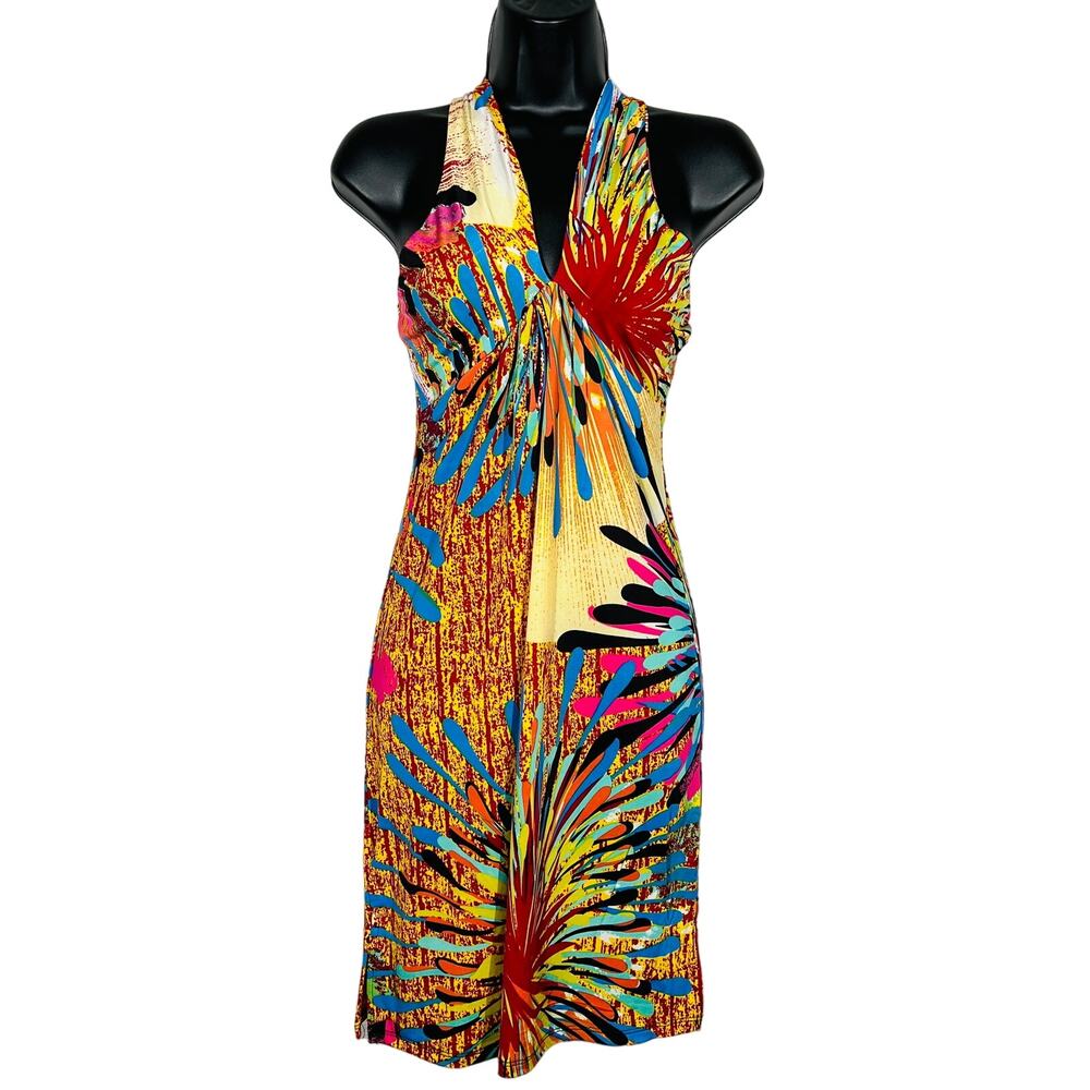 NEW! MT Collection Halter Dress Bright Bodycon Beach Casual - S